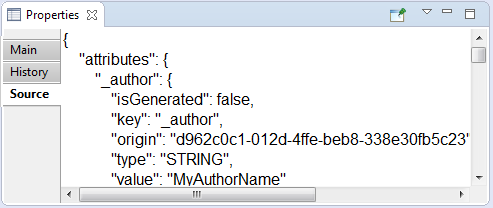 Source tab of Properties view for comment