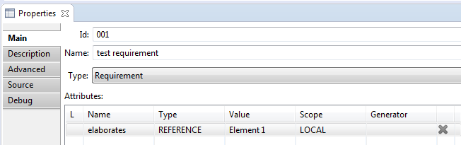 Attribute with the 'REFERENCE' type in the node's table of attributes