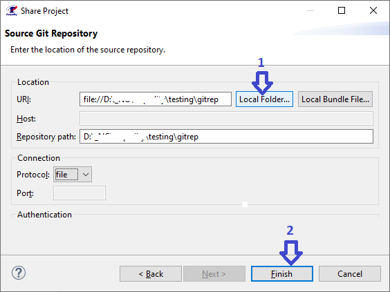 Setting the location of the local repository