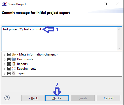 Specifying the accompanying text for the commit