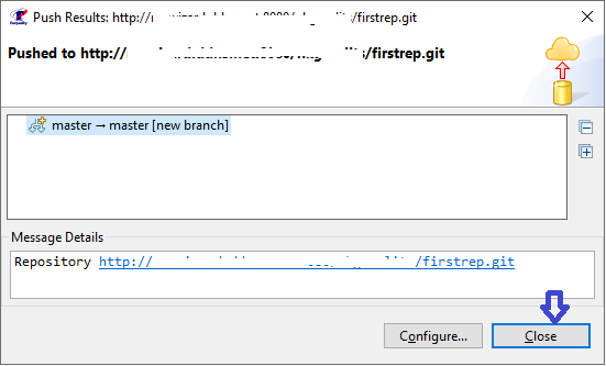 Confirmation of the successful uploading of the project to the remote repository