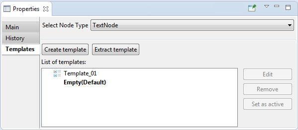 The Templates tab of the Properties window for the Requality project