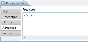 Advanced tab in Properties view for test purpose