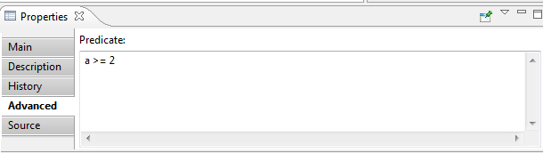 Advanced tab in Properties view for requirement