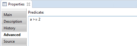 'Advanced' tab of 'Properties' view for text node