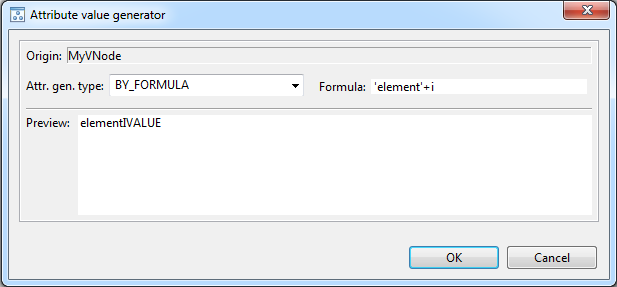 Generators tab of Properties view, BY_FORMULA generation method is selected