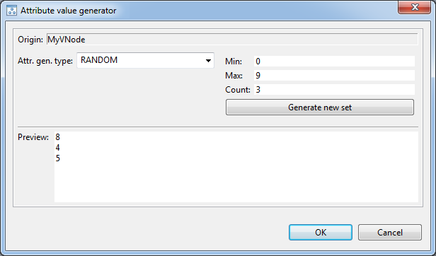 Generators tab of Properties view, RANDOM generation method is selected