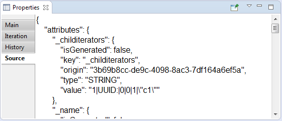 Source tab of Properties view for virtual node